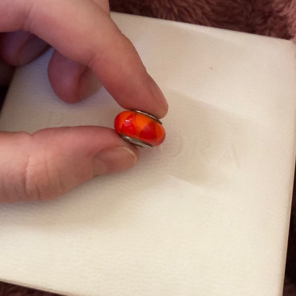 Pandora Captivating Orange Red Hot Murano